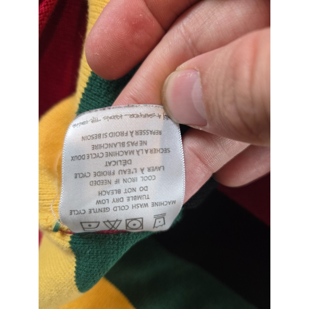 Billabong X Bob Marley Sweater Mens S Multicolor Striped Henley Long Sleeve Knit - Picture 11 of 12